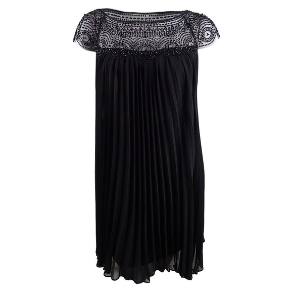 XSCAPE Plus Size Beaded & Pleated Shift Dress - Picture 11 of 15